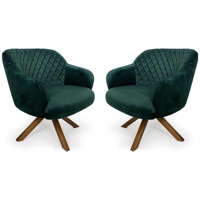 Kit 02 Poltronas Jade Tressê Giratórias Veludo Verde Nexta Casa