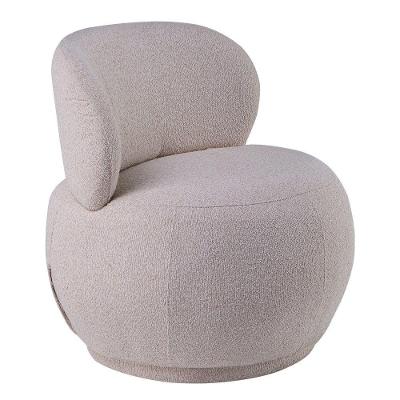 Poltrona Aisha Base Fixa Bouclé Espuma D26 com Braços Bege Nexta Casa