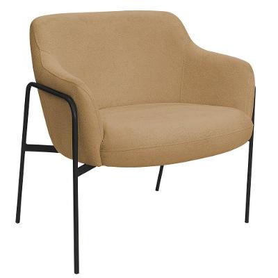 Poltrona Decorativa Jade Base Aço Preto Bouclé Camel Nexta Casa