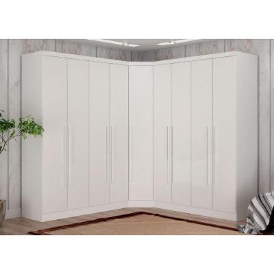 Guarda Roupa Modulado Casal 012 9 Portas de Bater 6 Gavetas MDF Branco Safira