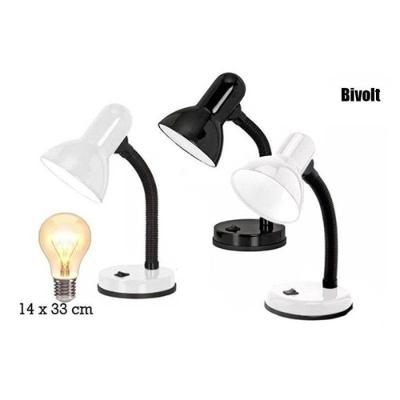 Luminária de Mesa para Leitura Bivolt Estrutura Metálica Preto Top Rio Comercial