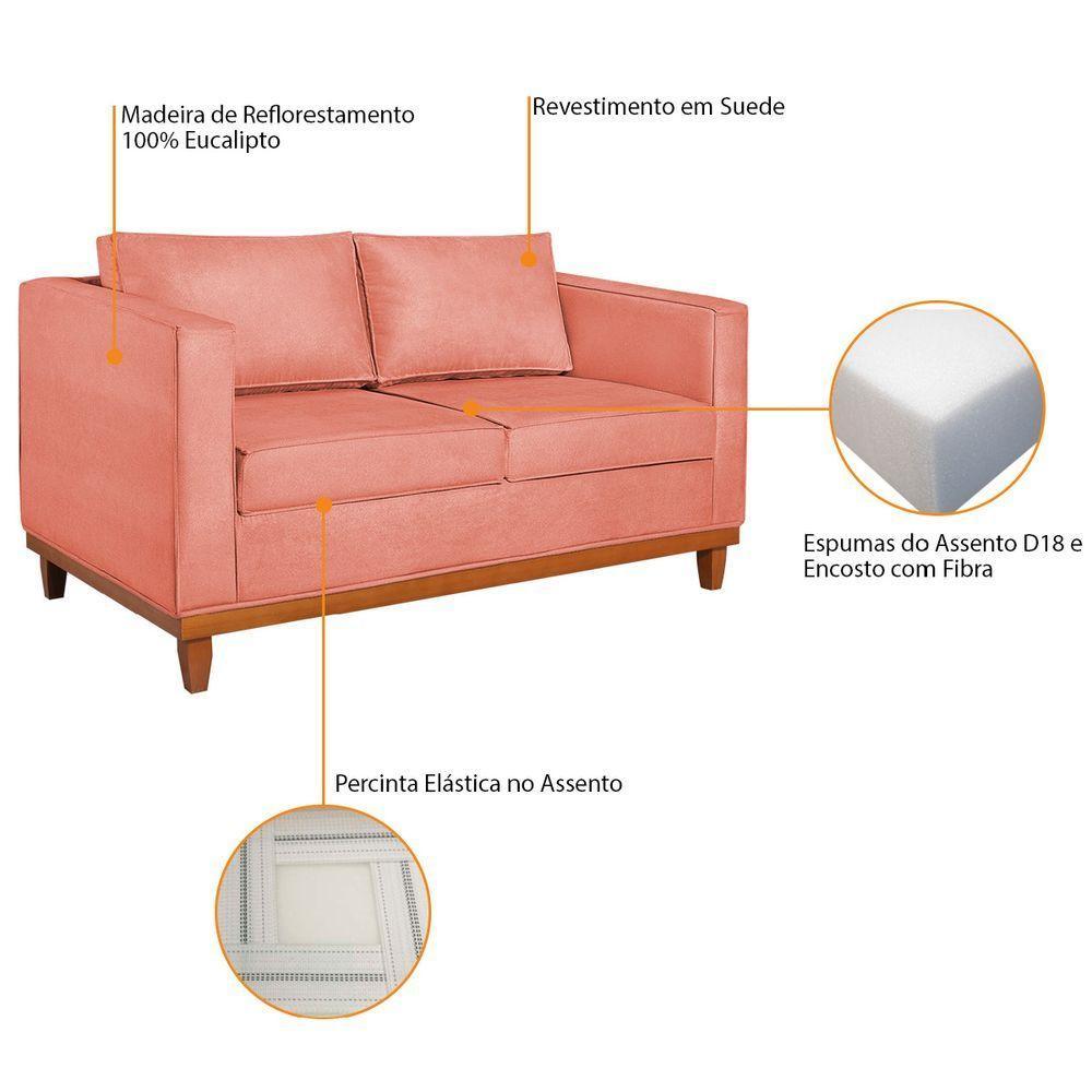 Kit Sofá 2 E 3 Lugares E 2 Poltronas Europa 180 Cm Suede - Amarena Móveis Coral - 6