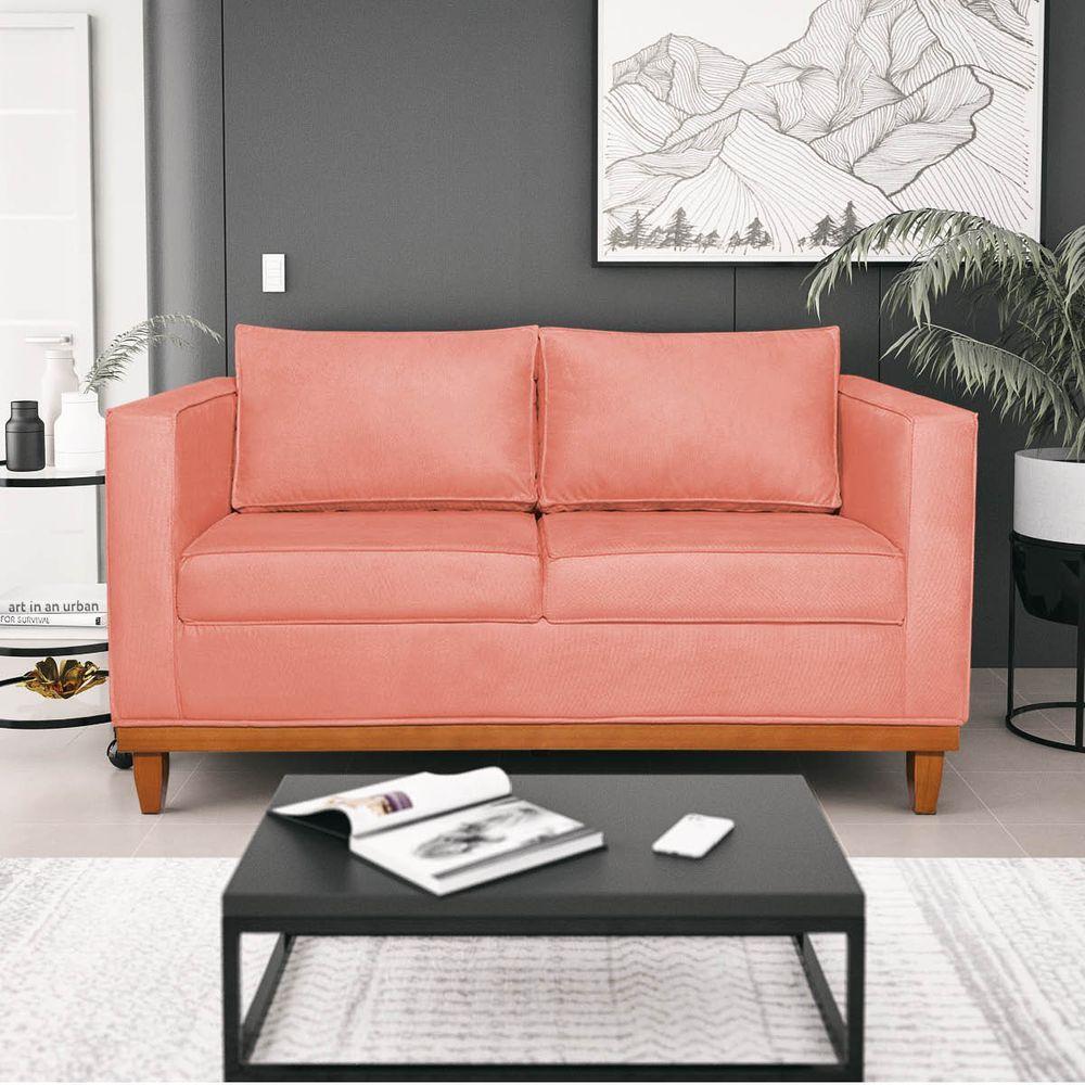 Kit Sofá 2 E 3 Lugares E 2 Poltronas Europa 180 Cm Suede - Amarena Móveis Coral - 10