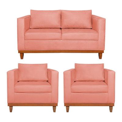 Kit Sofá 2 E 3 Lugares E 2 Poltronas Europa 180 Cm Suede - Amarena Móveis Coral