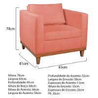 Kit Sofá 2 E 3 Lugares E 2 Poltronas Europa 180 Cm Suede - Amarena Móveis Coral - 7