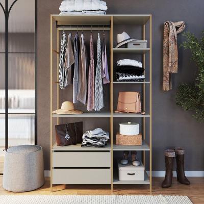 Closet Industrial Arenas-Dourado 2 Gavetas 7 Prateleiras MDP 100CM Mel