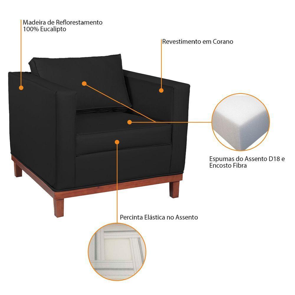 Kit Sofá 2 E 3 Lugares E 2 Poltronas Europa 180 Cm Corano - Amarena Móveis Preto - 7