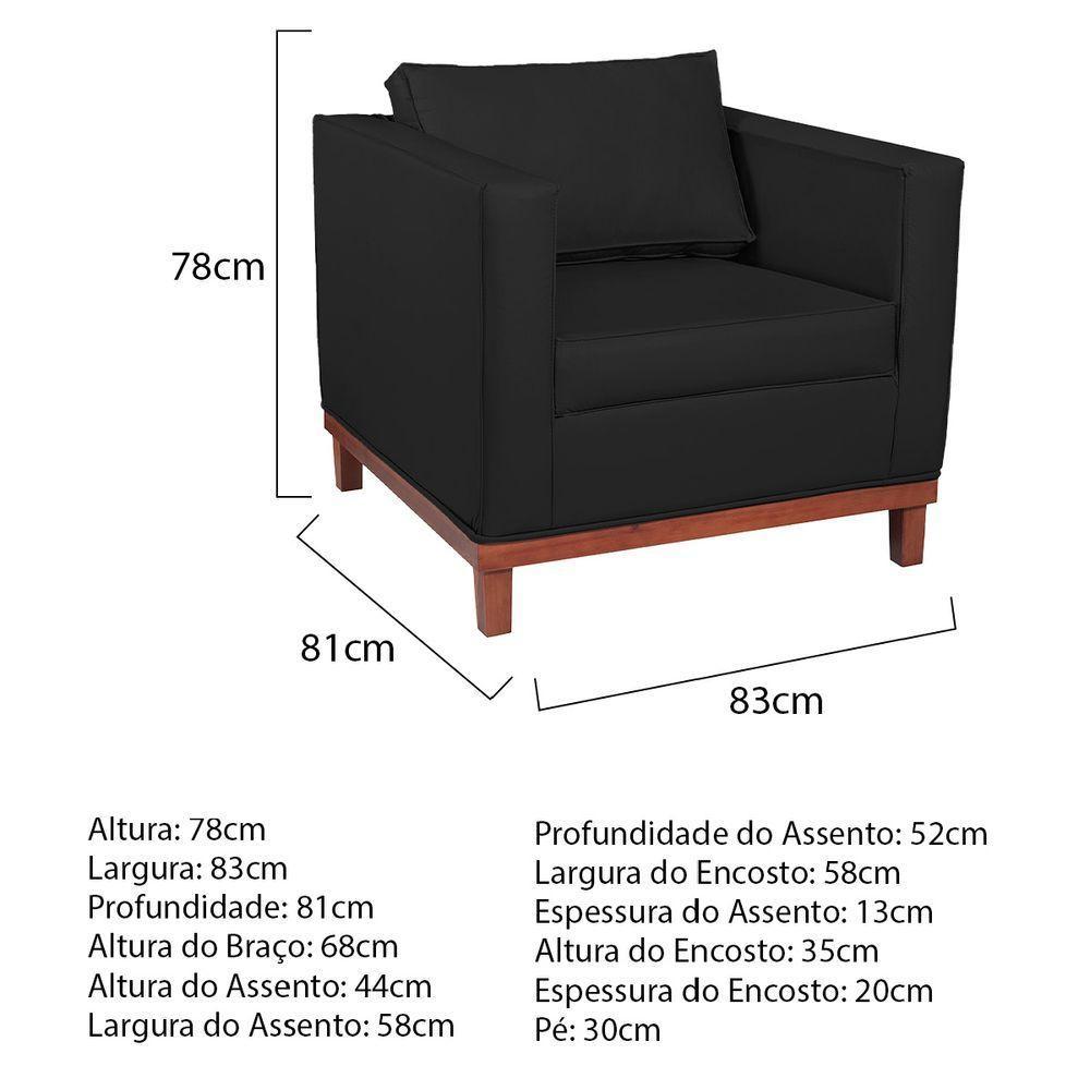 Kit Sofá 2 E 3 Lugares E 2 Poltronas Europa 180 Cm Corano - Amarena Móveis Preto - 9