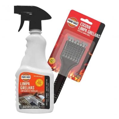 Kit Limpa Grelhas Spray 500ML e Escova de Aço com Raspador Prime Grill