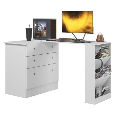 Cômoda Mesa Giratória Gamer 4840 3 Gavetas MDP Branco Qmovi