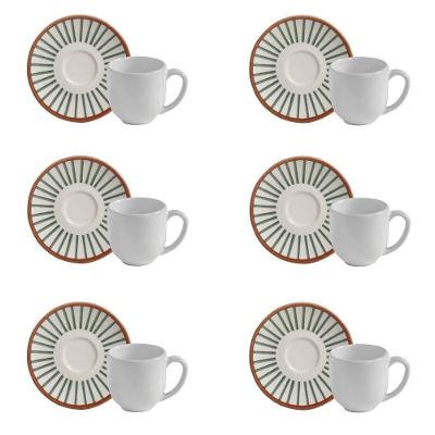 Conjunto de Xícara de Cafezinho com Pires Coup Equador Stoneware 6 Peças Porto Brasil