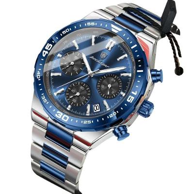 Relógio de Pulso Masculino Poedagar Quartz Aço Inox à Prova D'água Azul