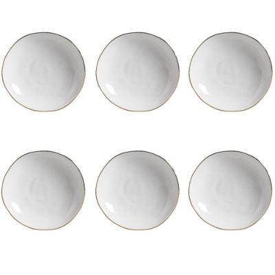 Conjunto de Pratos Fundos 6 Peças New White Gold Cerâmica Branco Porto Brasil