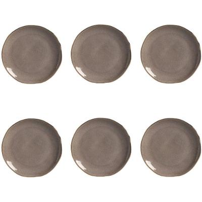 Conjunto de Pratos de Sobremesa Shimeji Gold 6 Peças Cerâmica Cinza Porto Brasil