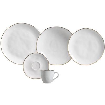 Aparelho de Jantar Orgânico New White Gold 30 Peças Cerâmica Porto Brasil