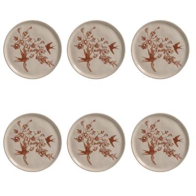 Conjunto de Pratos de Sobremesa Bio Andorinha 6 Peças Cerâmica Bege Porto Brasil