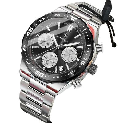 Relógio de Pulso Masculino Poedagar Quartz Analógico Aço Inox Branco