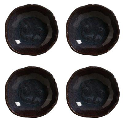 Conjunto de Pratos Fundos 4 Peças Orgânico Eco Cerâmica Azul Porto Brasil