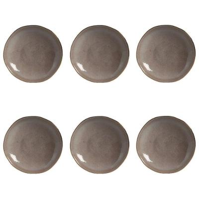 Conjunto de Pratos Fundos 6 Peças Shimeji Gold Cerâmica Cinza Porto Brasil