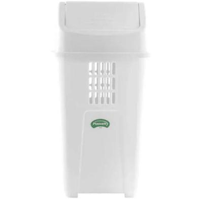 Cesto com Tampa Basculante 50L Polipropileno Branco Plasvale