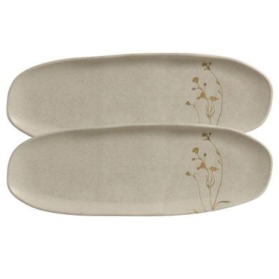 Travessa Oval Rasa Grande Campestre 36x13CM Cerâmica Bege Porto Brasil