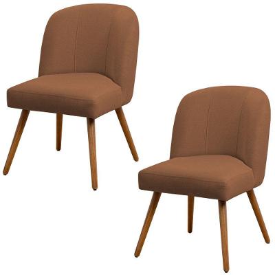 Kit 02 Cadeiras de Jantar Cléo Madeira Linho Terracota Nexta Casa