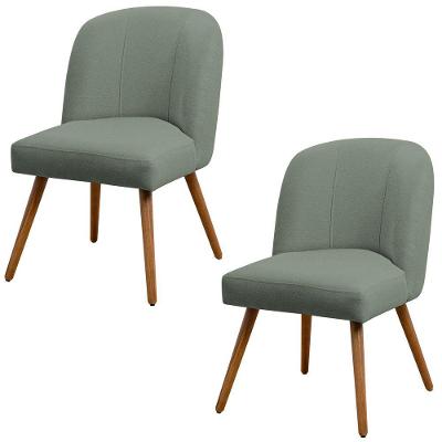 Kit 02 Cadeiras de Jantar Cléo Madeira Linho Verde Nexta Casa