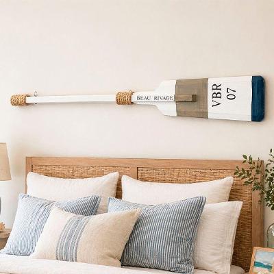 Remo Decorativo em Madeira para Parede Estilo Náutico Branco 80cm