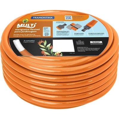 Mangueira Jardim 1-2 X 20M com Engates Rápidos e Esguicho Laranja Tramontina