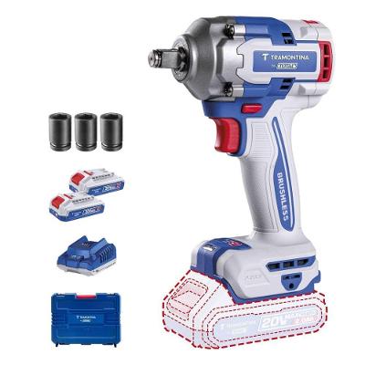 Chave de Impacto 1-2 20V 405 N.m Motor Brushless com 2 Baterias Azul Tramontina