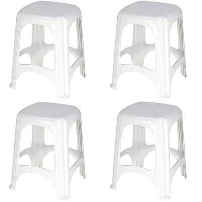 Kit 4 Banquetas Niterói Polipropileno sem Encosto 45cm Branco Tramontina