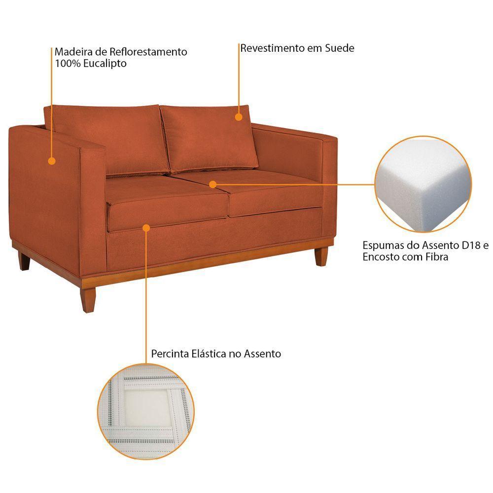 Kit Sofá 2 E 3 Lugares E 2 Poltronas Europa 180 Cm Suede - Amarena Móveis Terracota - 5
