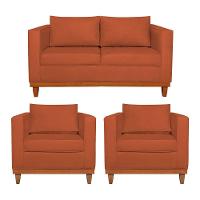Kit Sofá 2 E 3 Lugares E 2 Poltronas Europa 180 Cm Suede - Amarena Móveis Terracota - 2