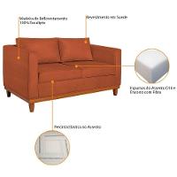 Kit Sofá 2 E 3 Lugares E 2 Poltronas Europa 180 Cm Suede - Amarena Móveis Terracota - 5