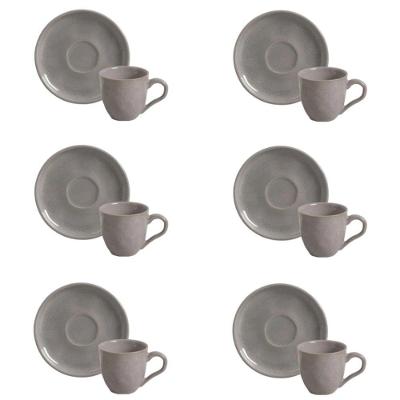 Conjunto de Xícara de Cafezinho com Pires Bio Bruma Stoneware Cinza Porto Brasil