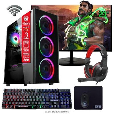 Desktop Gamer Ryzen 3 3200G 8GB SSD 240GB Windows 11 Monitor 21.5 Tob Computers