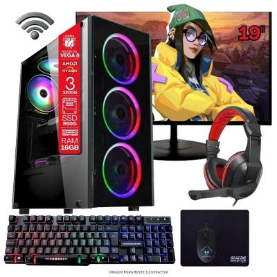 Desktop Gamer Ryzen 3 3200G 16GB SSD 960GB Windows 11 Pro Tob Computers