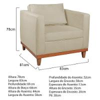 Kit Sofá 2 E 3 Lugares E 2 Poltronas Europa 180 Cm Suede - Amarena Móveis Bege - 5