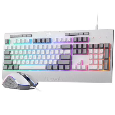 Kit Teclado e Mouse Gamer S151W RGB 3200 DPI Branco Redragon