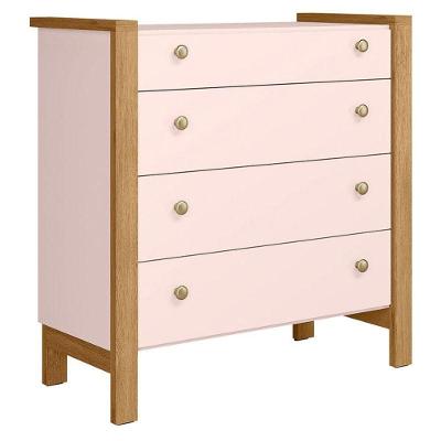 Cômoda Flora 5135 4 Gavetas MDF MDP Puxador Metalizado Rosa Qmovi