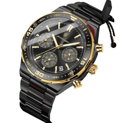 Relógio de Pulso Masculino Poedagar Quartz Analógico Aço Inox Preto