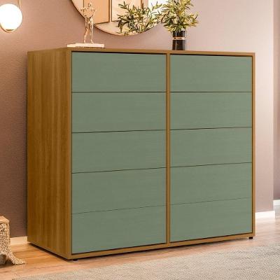 Cômoda Melinda 10 Gavetas MDP Corrediças Telescópicas Verde