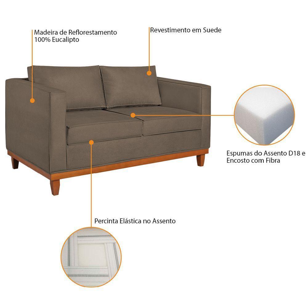 Kit Sofá 2 E 3 Lugares E 2 Poltronas Europa 180 Cm Suede - Amarena Móveis Marrom - 4