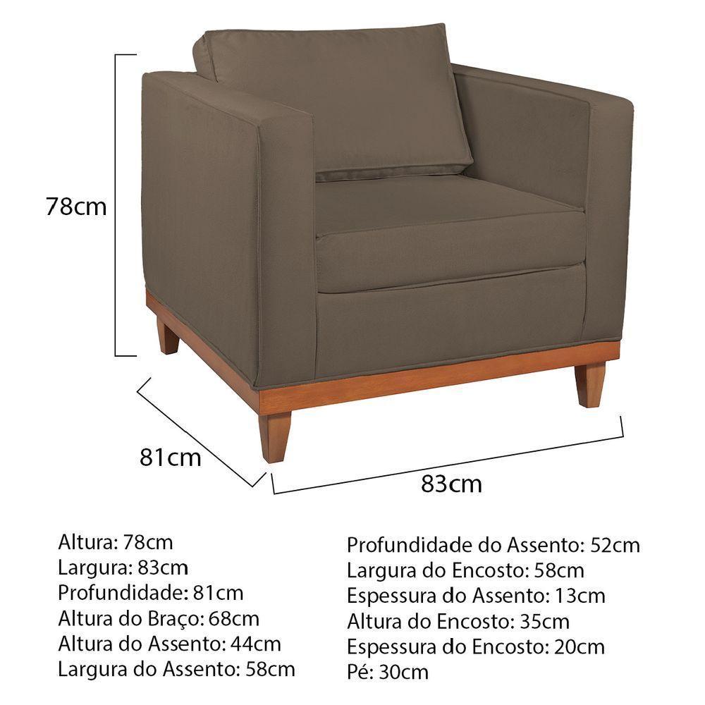 Kit Sofá 2 E 3 Lugares E 2 Poltronas Europa 180 Cm Suede - Amarena Móveis Marrom - 5