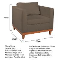 Kit Sofá 2 E 3 Lugares E 2 Poltronas Europa 180 Cm Suede - Amarena Móveis Marrom - 5