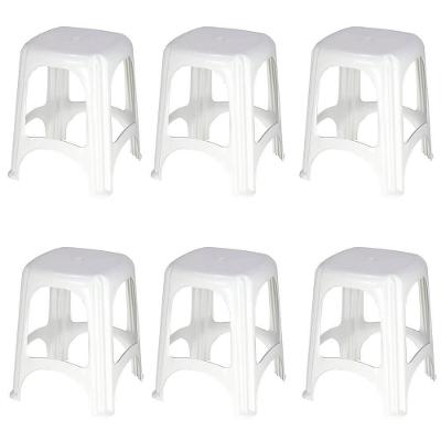 Kit 6 Banquetas Niterói Polipropileno sem Encosto Fixa 45cm Branco Tramontina