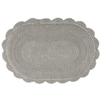 Tapete Banheiro Crochê Oval Casa K Poliéster 50x80CM Cinza Kacyumara