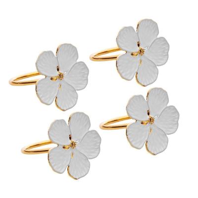 Anéis para Guardanapos Flower Zamac Branco Lyor