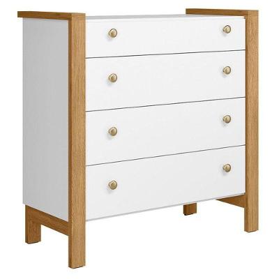 Cômoda Flora 5135 4 Gavetas MDF MDP Puxador Metalizado Branco Qmovi