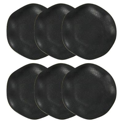 Conjunto de Pratos Rasos Ryo Volcano 6 Peças Porcelana Preto Oxford